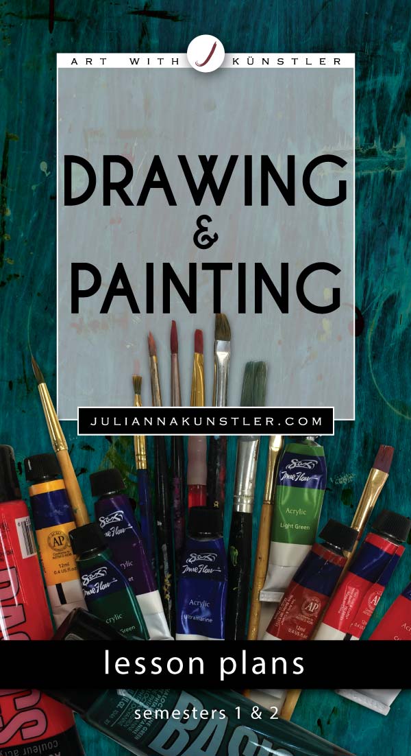 Drawing and Painting course. Lesson plans, presentations, worksheets, handouts, and examples. Designed for advanced high school students.