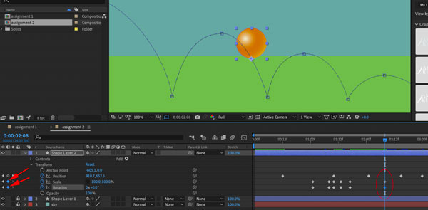 Adobe AfterEffects bouncing ball animation