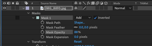 Masks and matte track in Adobe AfterEffects