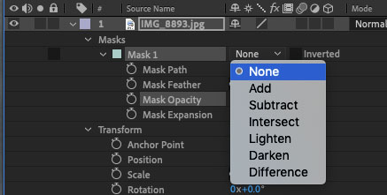 Masks and matte track in Adobe AfterEffects