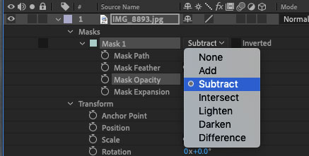 Masks and matte track in Adobe AfterEffects
