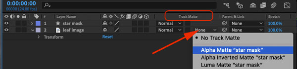 Masks and matte track in Adobe AfterEffects