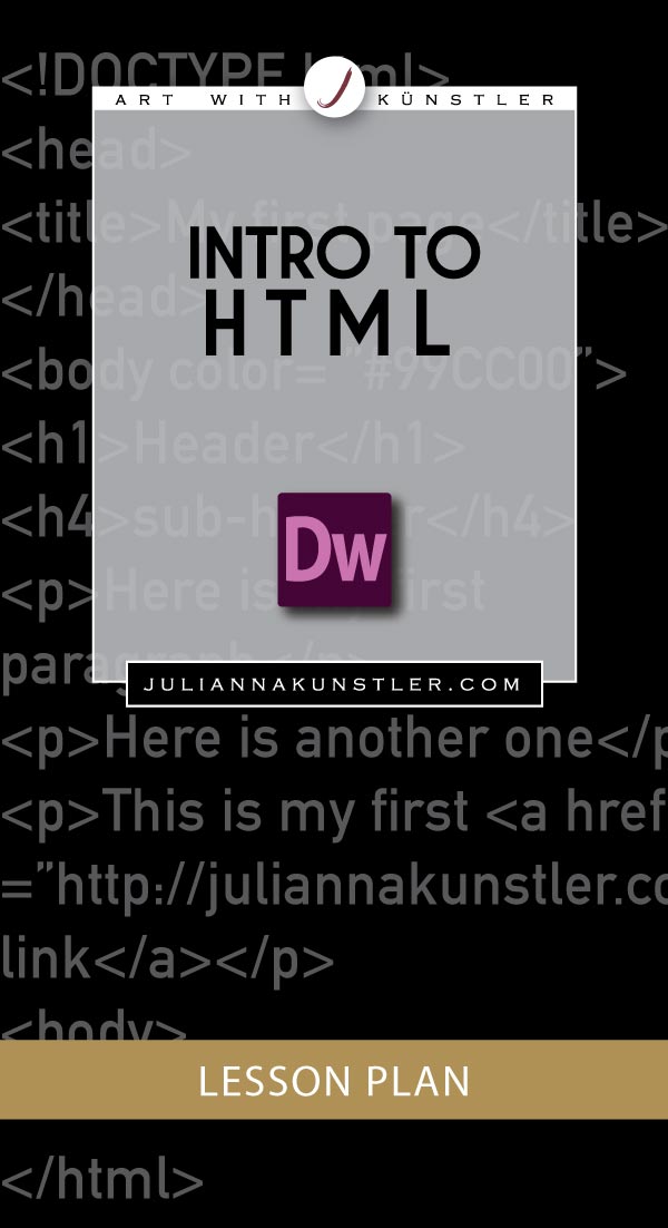 Intro to HTML coding. Lesson plan.