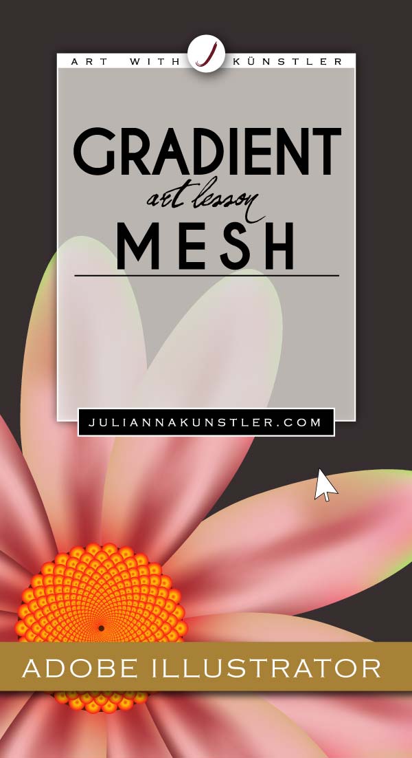 Gradient mesh and symbols. Vector flower drawing. Adobe Illustrator assignment for beginners. Lesson plan.