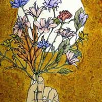 hand and flowers