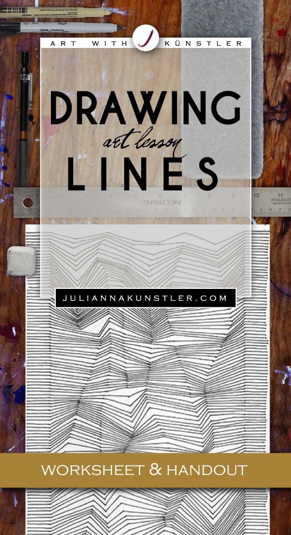 Drawing lines. Abstract line design with an illusion of space. Lesson plan and worksheets. 