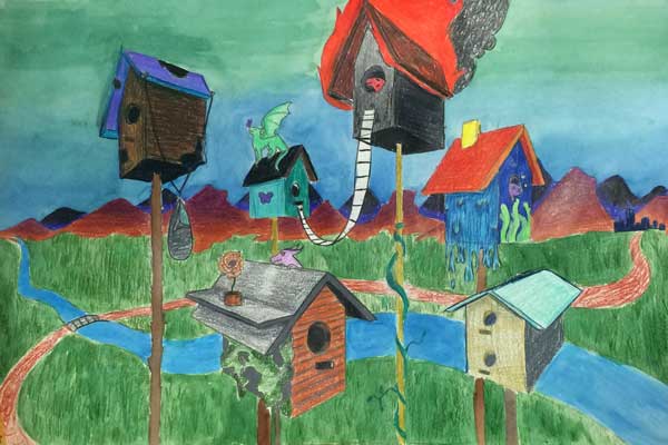 birdhouses in 2 point perspective