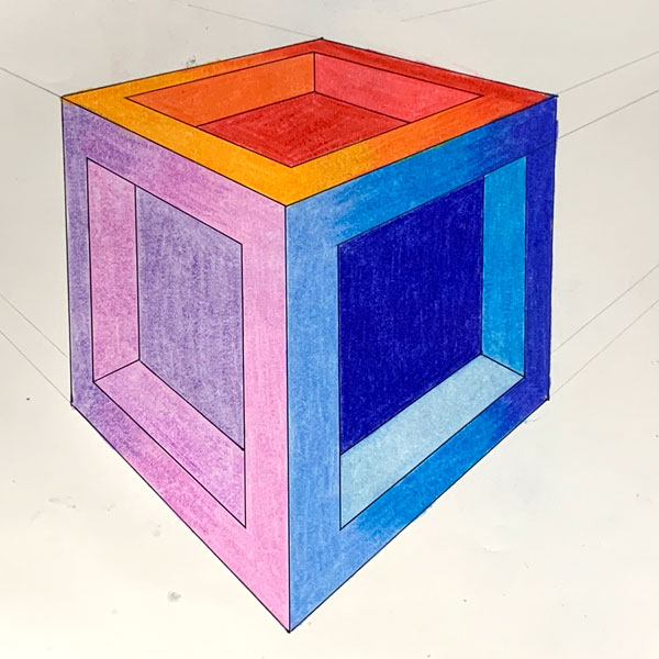 cube in 2 point perspective