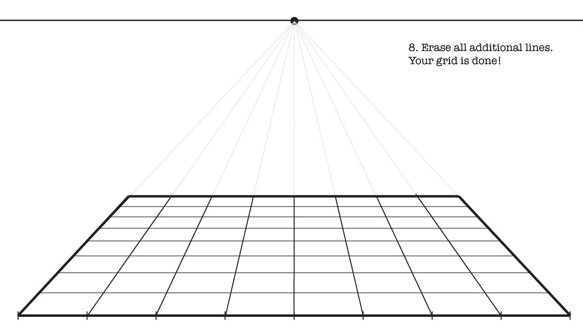 grid in 1 point perspective