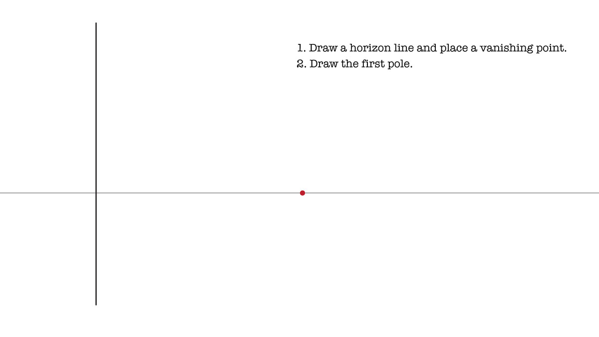 drawing poles and posts in 1 point perspective.