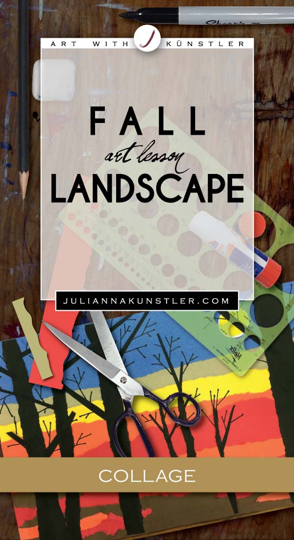 Fall Landscape collage. Exploring art assignment for students with special needs.