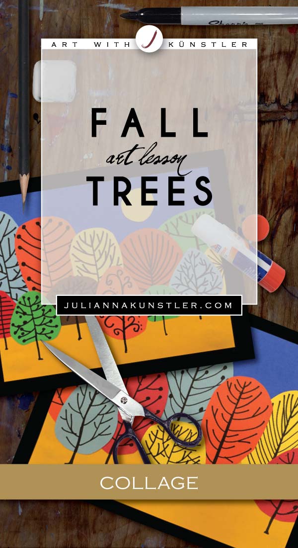 Fall trees collage. Exploring Art lesson for students with special needs.